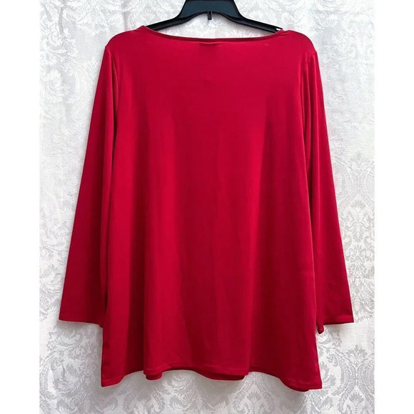 JM Collection Women’s NWT Embellished Cutout Top In Red Plus Size 3X Jeweled New - Picture 5 of 7